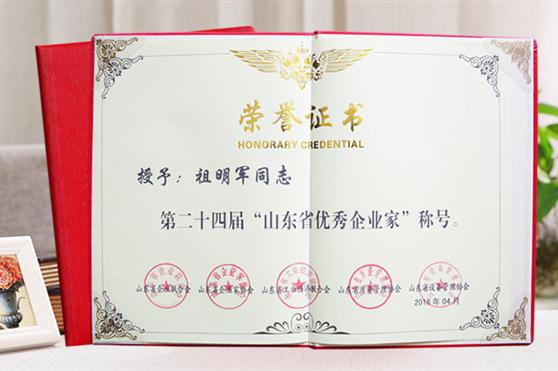 新时代企业家表率，祖明军董事长荣获“省优秀企业家”荣誉称号